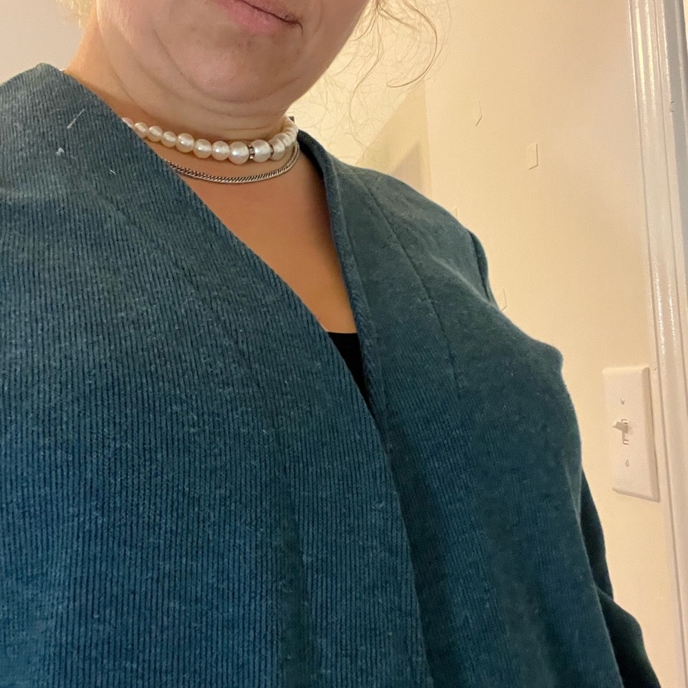 COPY - DARK MUTED AQUA BLUE CARDIGAN SWEATER OPEN FRONT CHARLOTTE HORNETS XL LO… - Picture 5 of 12
